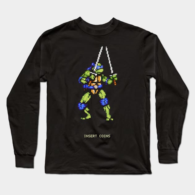 8-Bit Turtle Power Long Sleeve T-Shirt by ChrisGeocos